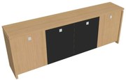 Verno alacsony szekrény 248 x 46 x 90 cm, kombinált ajtó, világos tölgy / fekete