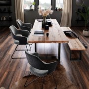 CASTELLO Vad Tömör Tölgyfa Étkezőasztal antracit lábbal 180x100cm