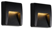 2 db fekete négyzet alakú kültéri fali lámpa szett LED-del IP65 - Gem