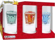 Üvegpohár Pokemon - Kanto Starter's