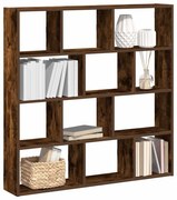 füstös tölgy színű szerelt fa fali kockapolc 12 rekeszes színű