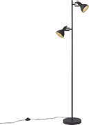 Ipari állólámpa fekete fa 2-lámpás - Jakub