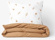 Goldea pamut ágyneműhuzat duo - barna őszi levelek, barna színű hátoldal 140 x 200 és 70 x 90 cm