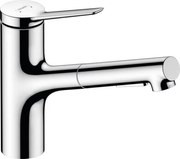 Mosogató csaptelep Hansgrohe Zesis M33 kihúzható zuhannyal, 2 áram króm 74821000