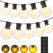 Kerti Fényfüzér Fénydekoráció 20M Izzó 37 Led Kültéri Lámpa