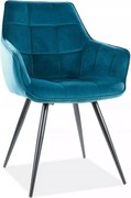Kárpitozott szék Liliom Velvet fekete/türkiz Sig nappaliba