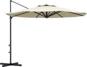 Outsunny Teraszernyő Ø294x242 cm Magasságállítható 360°-ban Forgatható Oszloppal, Állítható Tetőszög és Felső Szellőzés Medencéhez, Krém | Aosom
