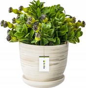 Kerámia kaspó 16x13 cm beton állvány világos