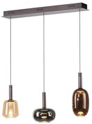 Fekete függőlámpa többszínű üveggel, LED-del, 3 izzós, Easylift - Irides