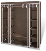 barna szövet ruhásszekrény tárolórekeszekkel 45x150x176 cm
