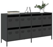 fekete hidegen hengerelt acél tálalószekrény 135x39x73,5 cm