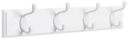 Fali ruhafogas 4 akasztóval, fehér 40x9x7cm