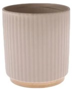 Kerámia virágcserép bambusz talppal, 12 x 12 x 13cm