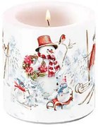 Karácsonyi hóemberes átvilágítós gyertya kicsi Sporty Snowmen