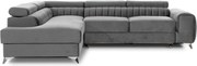 Szürke bársony kinyitható-tárolóhelyes sarokkanapé (bal oldali-L alakú) Laurence – ELTAP