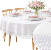 Abrosz Ovális Húsvéti Asztalra Fehér Sima, csipkés 150X260