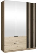 VISTA gardróbszekrény tükörrel, 150x215 cm, artisan tölgy/grafit