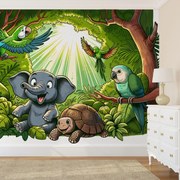 Fotótapéta - Boldog állatok a dzsungelben (147x102 cm)