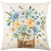 Len párnahuzat BLOOM 45x45 cm, krémszínű