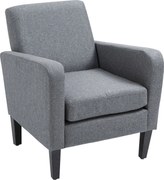 HOMCOM Karosszék háttámlával, lekerekített karfákkal, párnázott fotelekszövet hatással, fából készült lábakkal, hálószobába, nappaliba, 150 kg-ig, vil