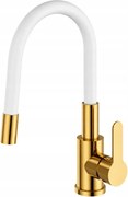 Gamma Flex 2000, álló mosogatócsaptelep flexibilis karral, fényes fehérarany, GMA-BFX-2000WHGD