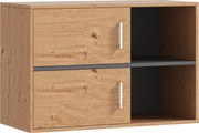 HOMCOM Fürdőszobai Segédszekrény Fali Szekrény Nyitott Rekeszekkel és 2 Ajtóval Modern Fürdőszobai Szekrény Konyhai Bejárathoz 80 cm x 35 cm x 57.5 cm