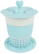 Porcelán bögre AQUELLE szilikon kiegészítőkkel 280 ml, kék