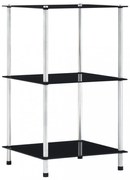 3 szintes fekete edzett üveg polc 40 x 40 x 67 cm