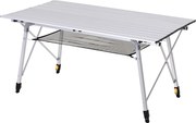 Outsunny Piknik Összecsukható Asztal, Hordozható Kempingasztal Állítható Magassággal, Hordtáskát Tartalmaz, Alumínium, Ezüst, 120 x 69 x 59-78 cm | Ao