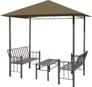 vidaXL tópszínű kerti pavilon asztallal, padokkal 2,5x1,5x2,4 m
