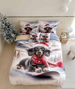 3 részes flanel ágyneműhuzat Winter Dogs 200x140cm+90x70cm TiaHome