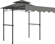 Outsunny grillező pavilon 242×149×248 cm — vízálló, tűzálló dupla tető, oldalsó polcok, UV30+, szürke | Aosom