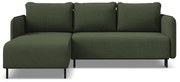 Zöld kinyitható-tárolóhelyes sarokkanapé (bal oldali) Luana – Makamii