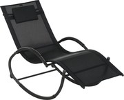 Outsunny Fűszeres Ringató Szék Fejtámaszos Kartámlával és Fém Vázszerkezettel 120 kg Teherbírás Indoor és Outdoor 155x61x88 cm Fekete | Aosom