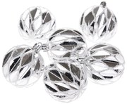 Silver shine karácsonyi díszek szett, 6 db, átmérő8 cm, műanyag