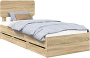 vidaXL Ágykeret fejtámlával Sonoma tölgy 100 x 200 cm Mérnöki fa