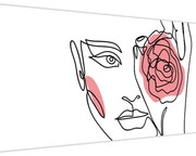 Kép - Line art arc rózsával (120x50 cm)