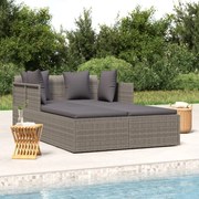 szürke polyrattan napozóágy párnával 182 x 118 x 63 cm