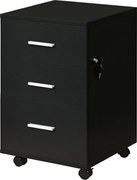 Vinsetto Mobil Irodai Szekrény 3 Zárható Fiókkal 40 x 40 x 61.5 cm Fekete | Aosom