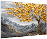 Kép – Fa arany levelekkel (90x60 cm)