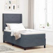 Boxspring Ágy Matrac Praktikus Szürke 100x200 cm Bársonyos