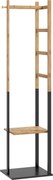 HOMCOM Bambusz Ruhatároló Állvány, Fából készült Gardrób Állvány Rúddal, Polcokkal, Akasztókkal, 4 Oldalsó Rúddal 46L x 28.5W x 153.5H cm | Aosom
