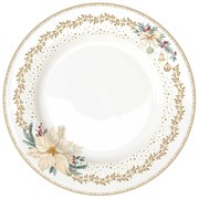 Karácsonyi porcelán lapostányér fehér arany mikulásvirág White Elegance