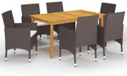 7 részes barna kerti étkezőgarnitúra