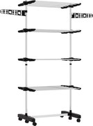 HOMCOM 4 szintes Törölköző Szárító Torony, Összecsukható Szárnyakkal, Kerekekkel, Belső és Külső Használatra, 142 x 55 x 172 cm, Fekete | Aosom