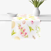 Goldea húsvéti teflonbevonatú asztali futó - húsvéti tojások és virágok 20x120 cm