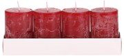Gyertya szett, piros, 4 db, paraffin
