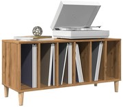 kézműves tölgy színű szerelt fa hanglemezszekrény 100x38x48 cm