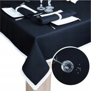 Abrosz Asztalra Csipkével Malaga 260x140 Abrosz Fekete Foltálló