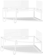 Fehér öntapadós acél fürdőszobai sarokpolc szett 2 db-os Cubiko – Umbra